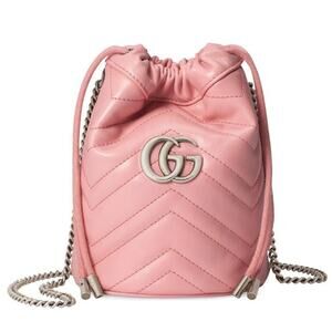 GUCCI Marmont GG logo quilted leather bucket crossbody bag